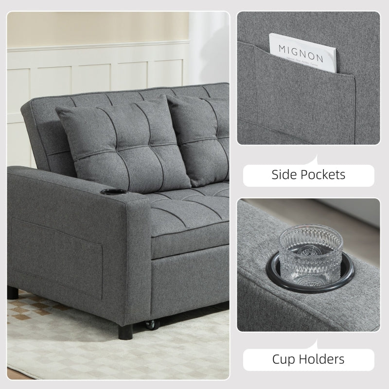 Two-Seater Pull-Out Sofa Bed - Charcoal Grey