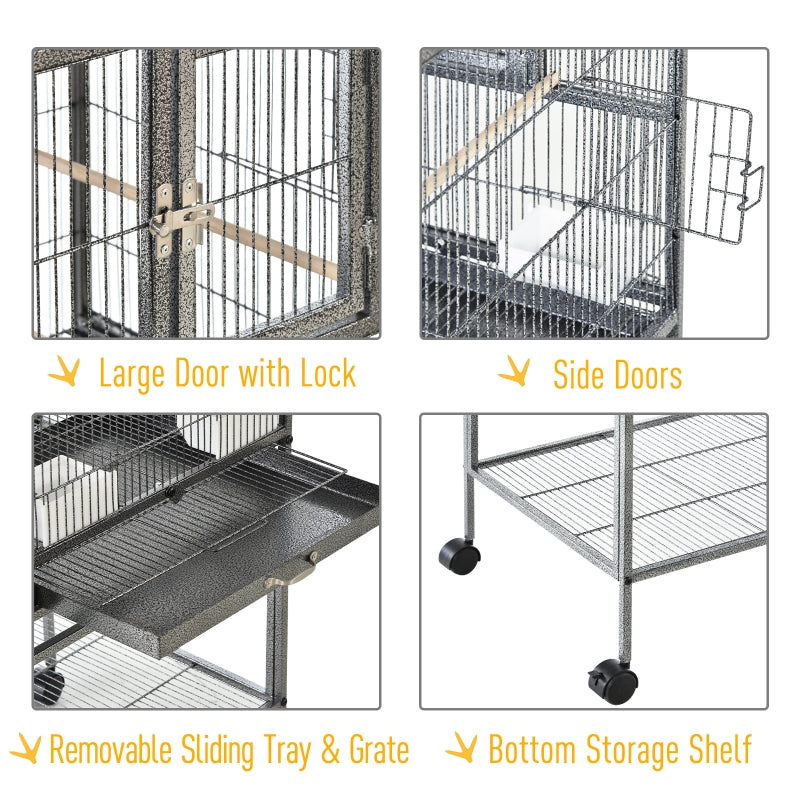 Large Bird Cage Parrot Cage with Divider, Slide Tray - 95 x 45.5 x 102 cm