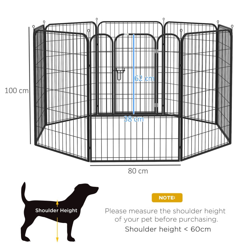 8 Panels Puppy Playpen, Heavy Duty Indoor Outdoor - Black