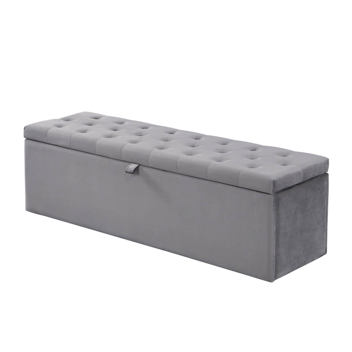 Velvet Storage Bench - Soft Upholstered Seat, 135x41x42cm, Grey