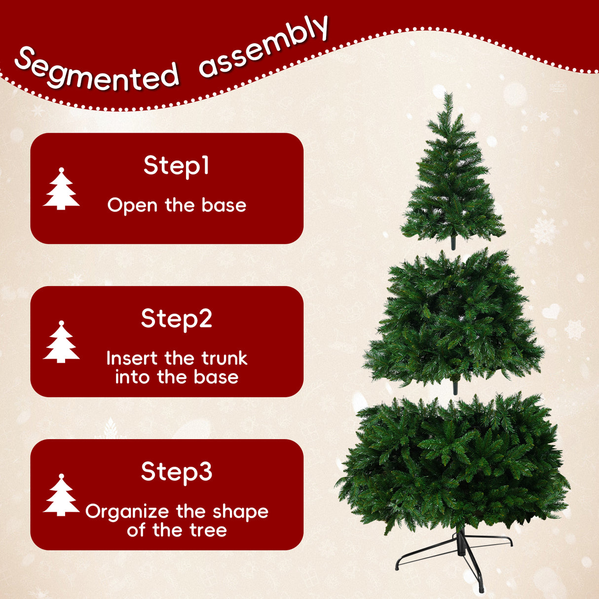 Realistic Full Green Artificial Christmas Tree - Premium PVC Xmas Tree for Indoor Home & Festive Decoration, 6ft/7ft