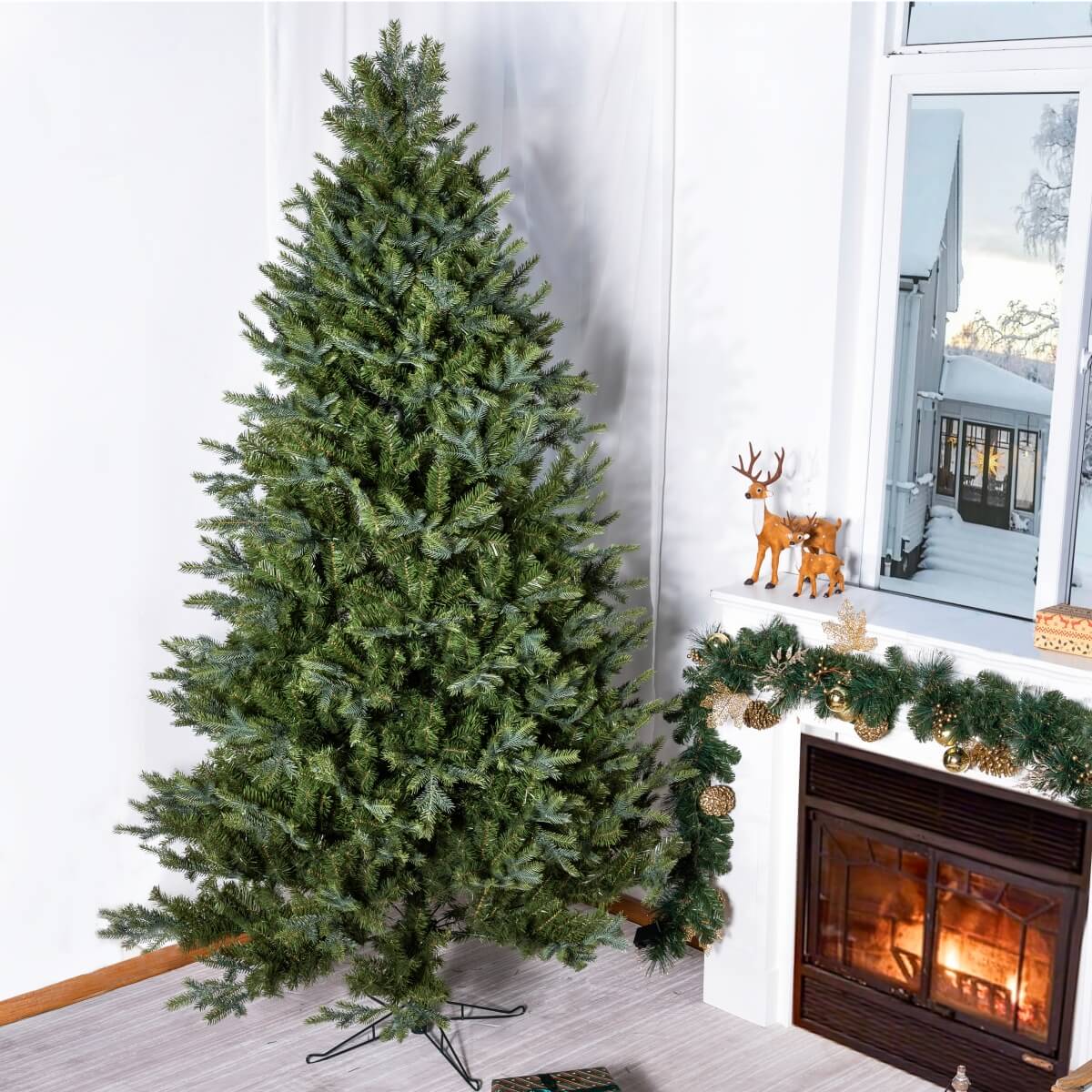Realistic PE & PVC Artificial Christmas Tree - Full Mixed-Foliage Xmas Tree for a Lush Festive Look, 7ft/8ft/9ft