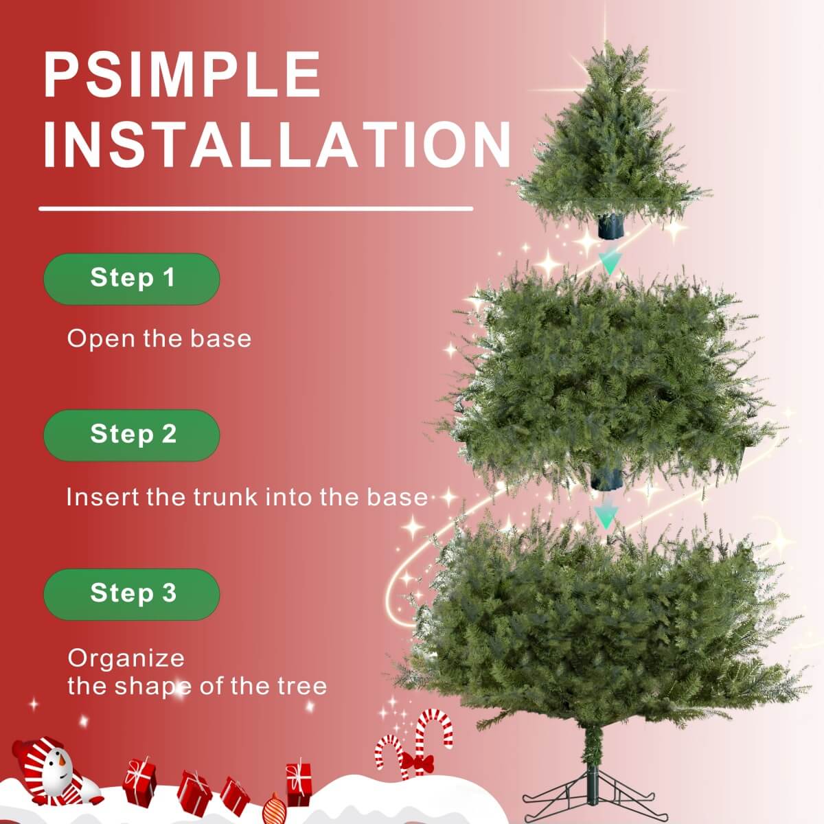 Realistic PE & PVC Artificial Christmas Tree - Full Mixed-Foliage Xmas Tree for a Lush Festive Look, 7ft/8ft/9ft