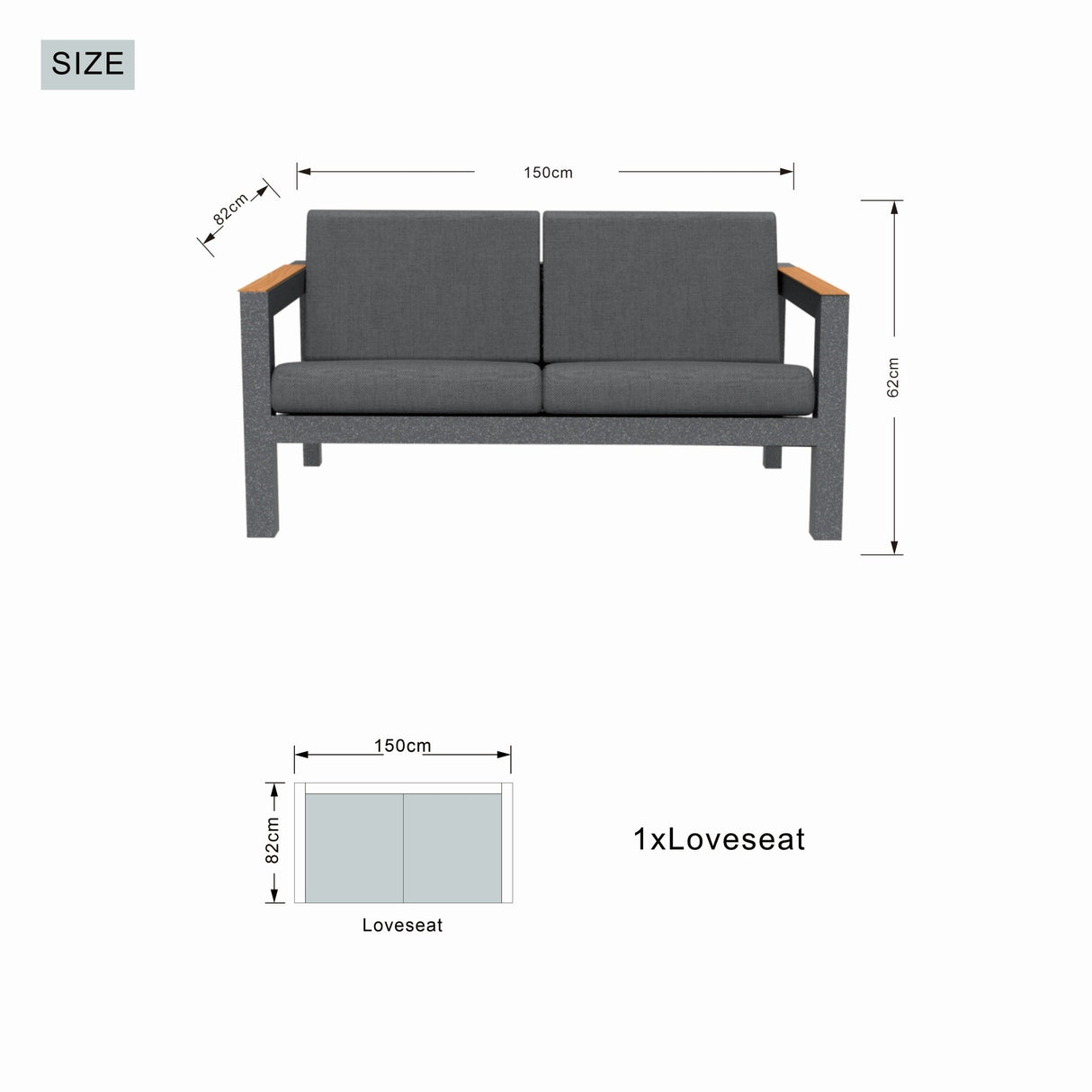 ARVE 2-Seater Outdoor Sofa – Modern Aluminium Garden Sofa · Premium Comfort