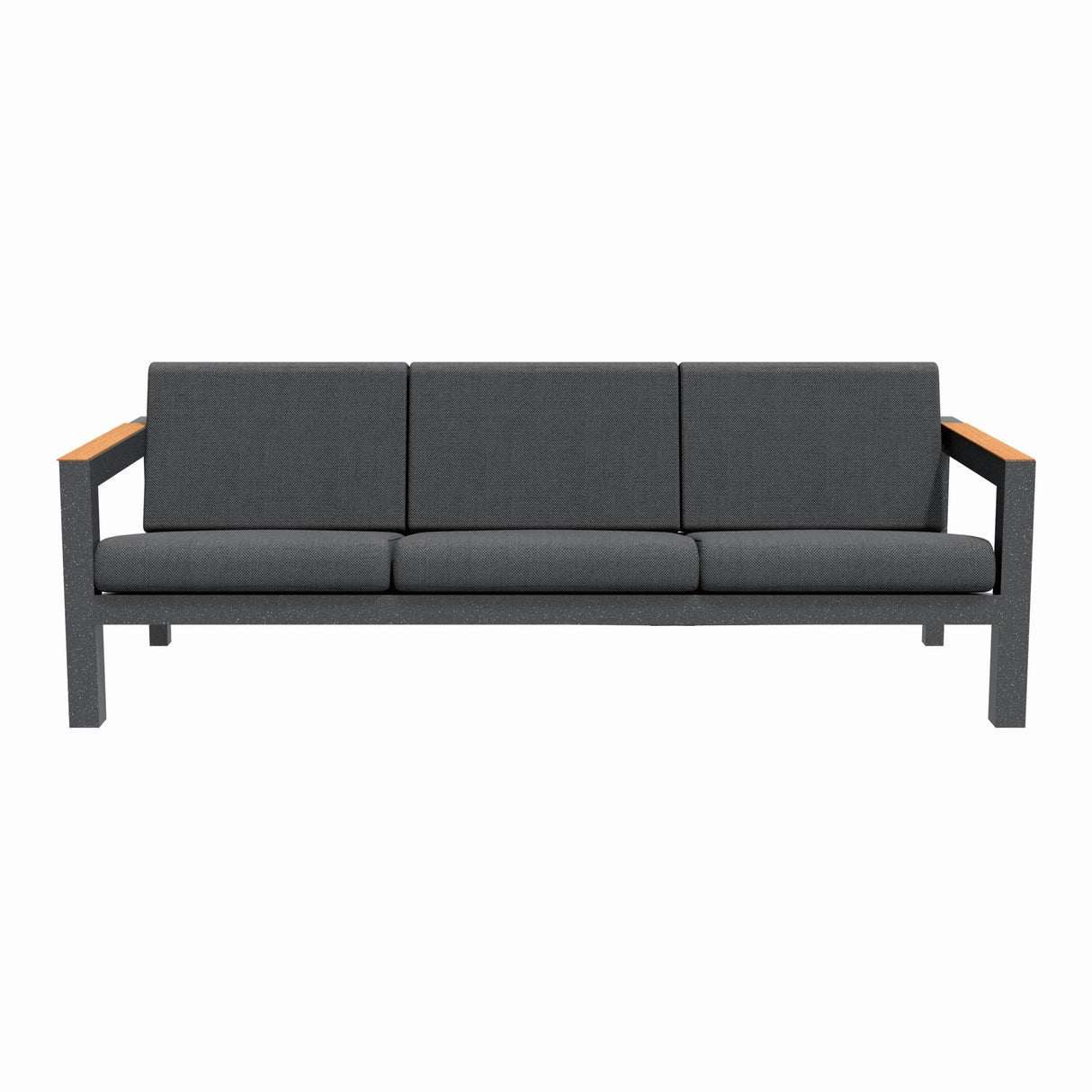 ARVE 3-Seater Outdoor Sofa Spacious Aluminium Garden Sofa with Teak Detail
