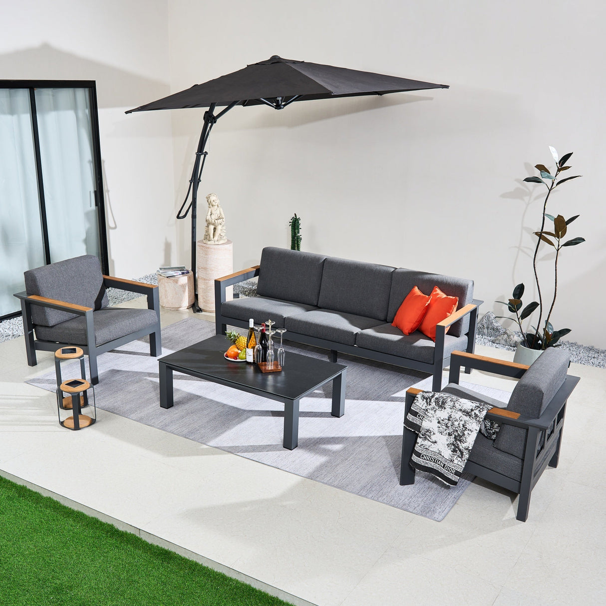 ARVE 5-Seater Modern Aluminium Outdoor Sofa Set - 4 Pieces