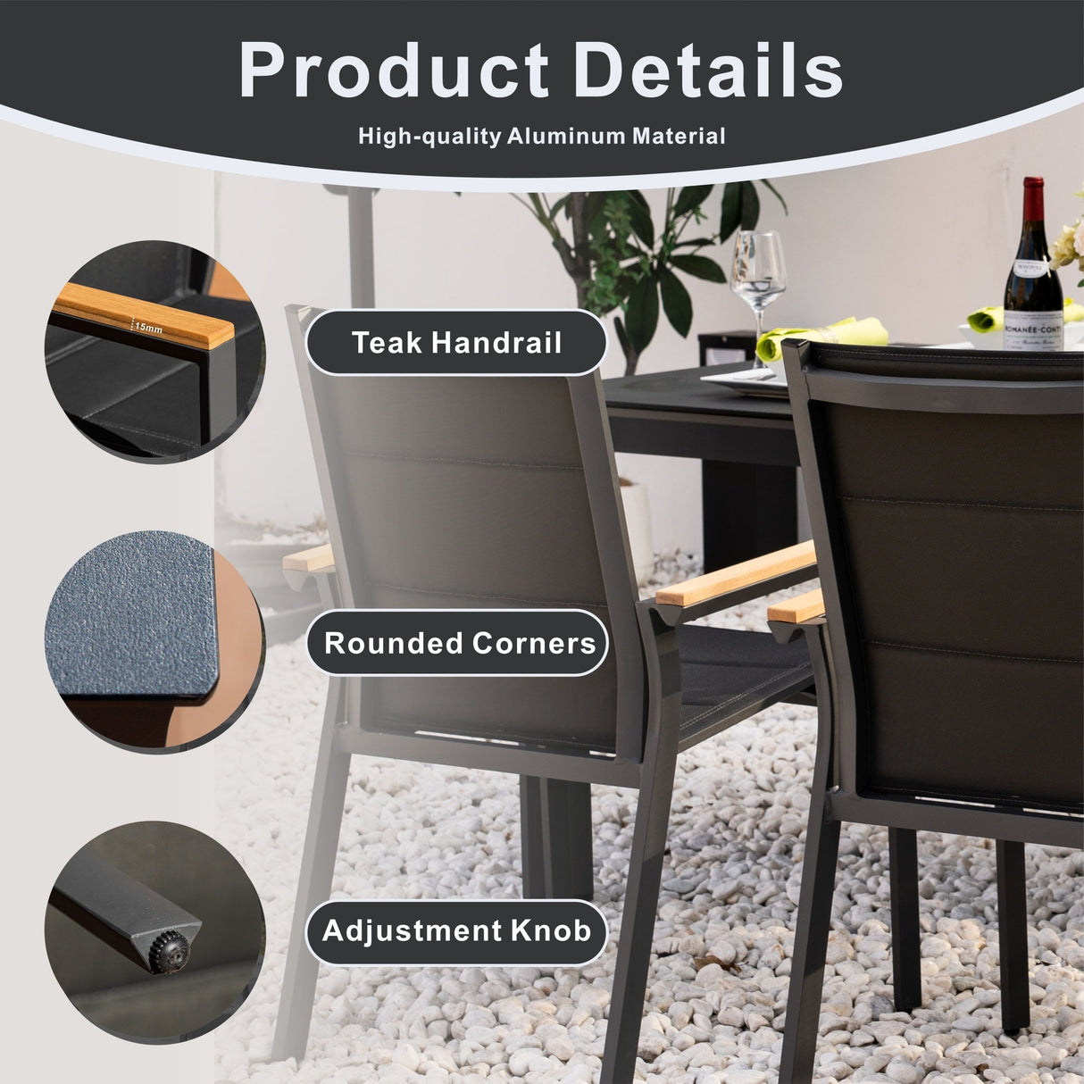 ARVE 6-Seater Aluminum Dining Set (Ceramic Glass Table)