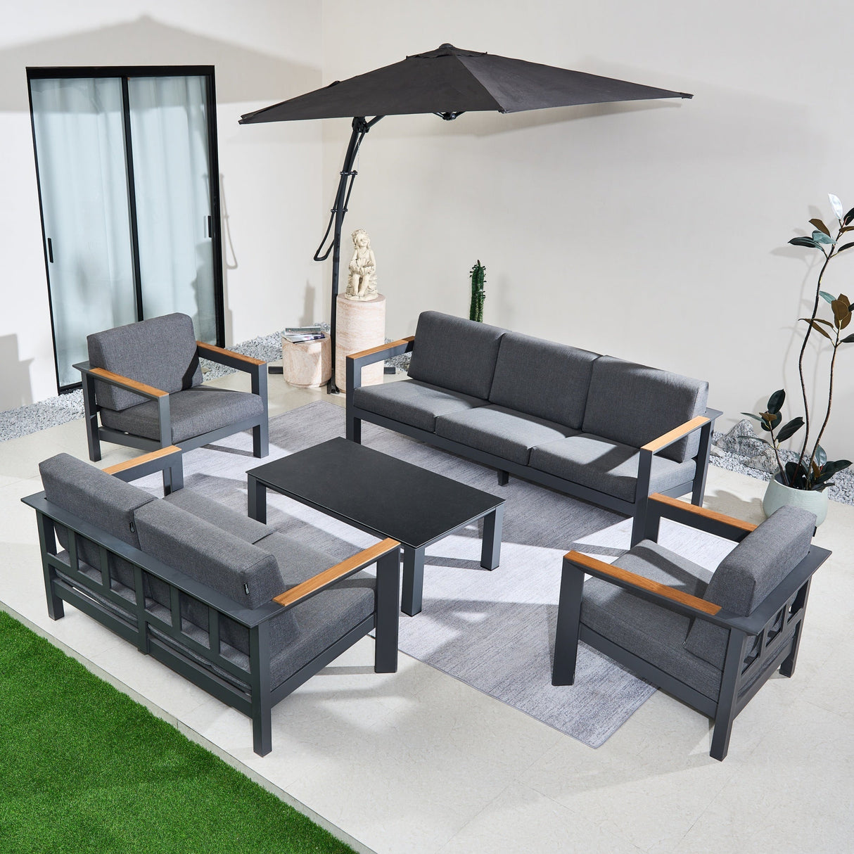 ARVE 7-Seater Modern Aluminium Outdoor Sofa Set - 5 Pieces