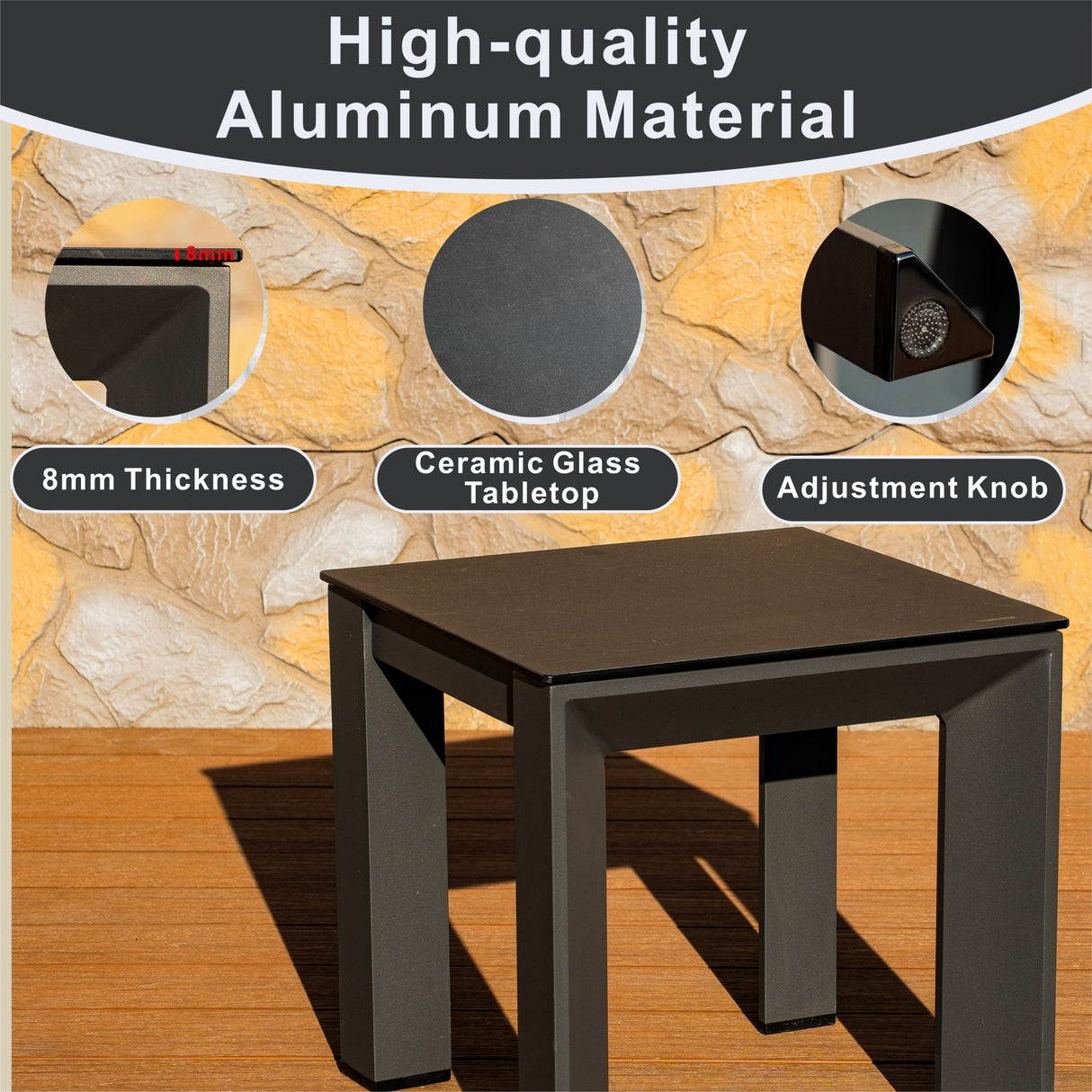 ARVE Aluminum Side Table (Ceramic Glass)