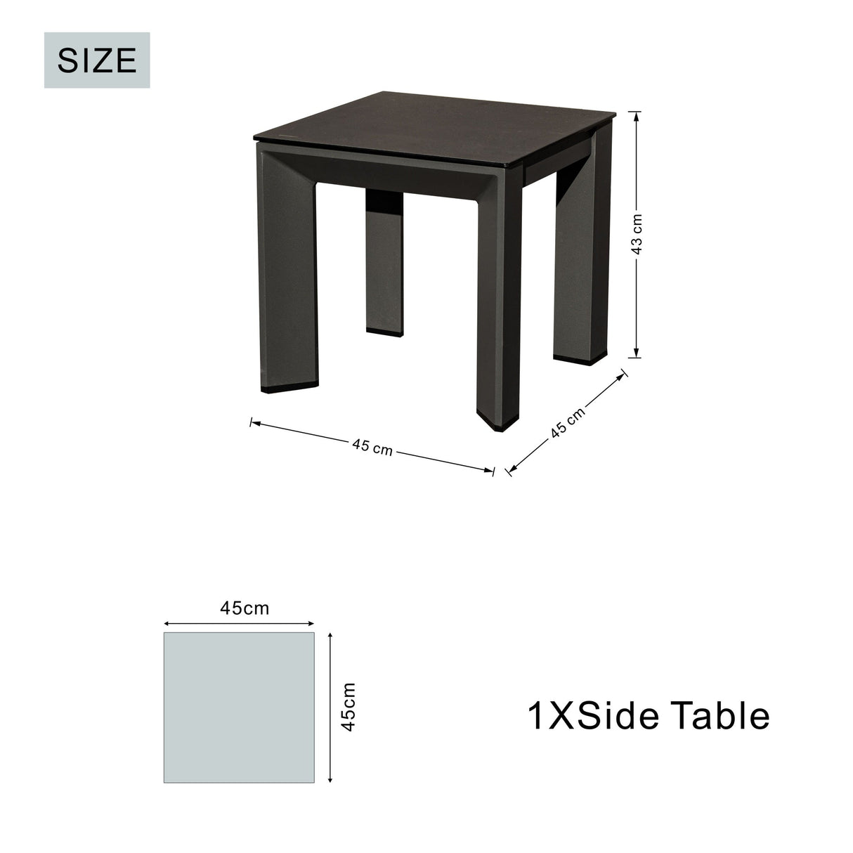ARVE Aluminum Side Table (Ceramic Glass)