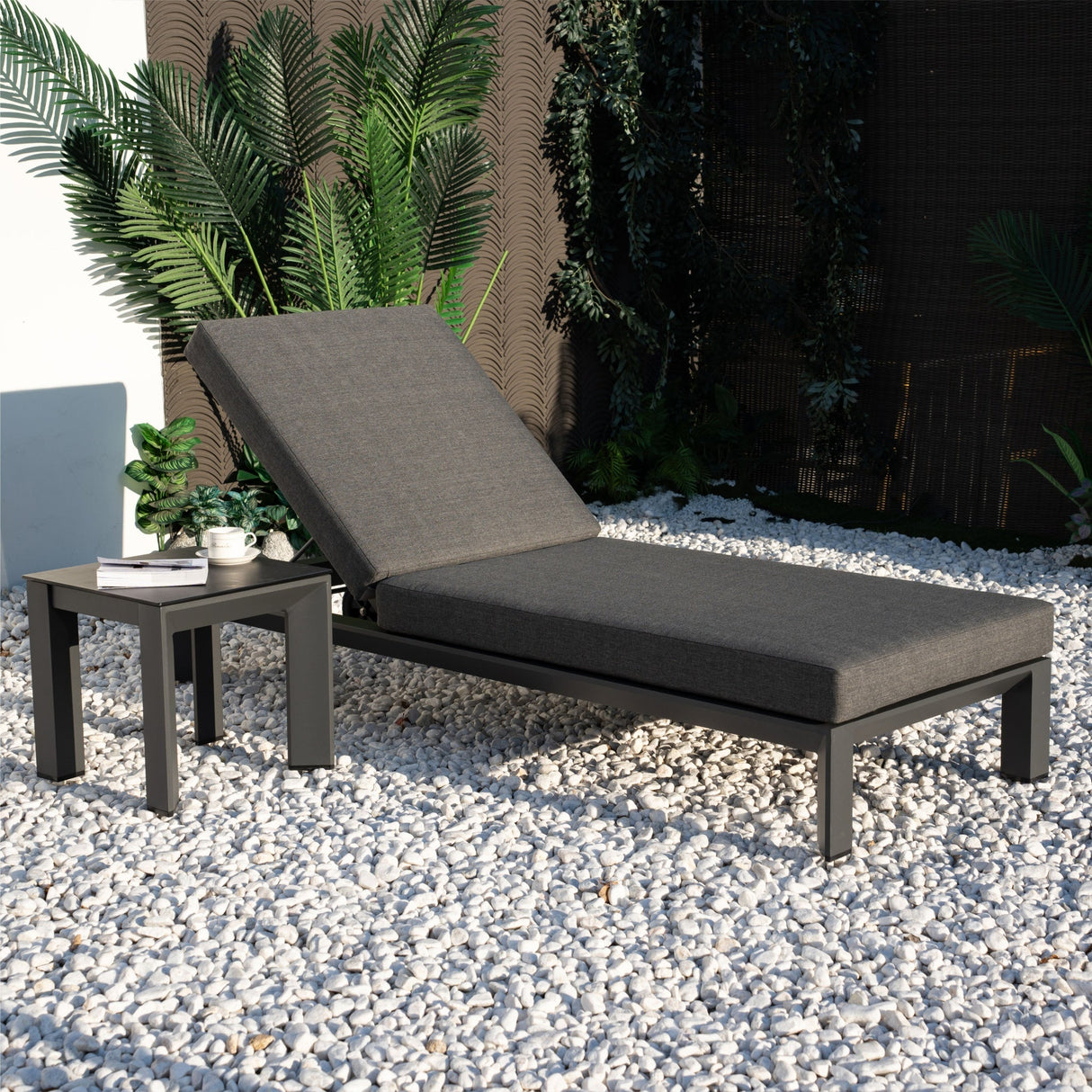 ARVE Aluminum Sun Lounger Set (Chaise + Side Table)