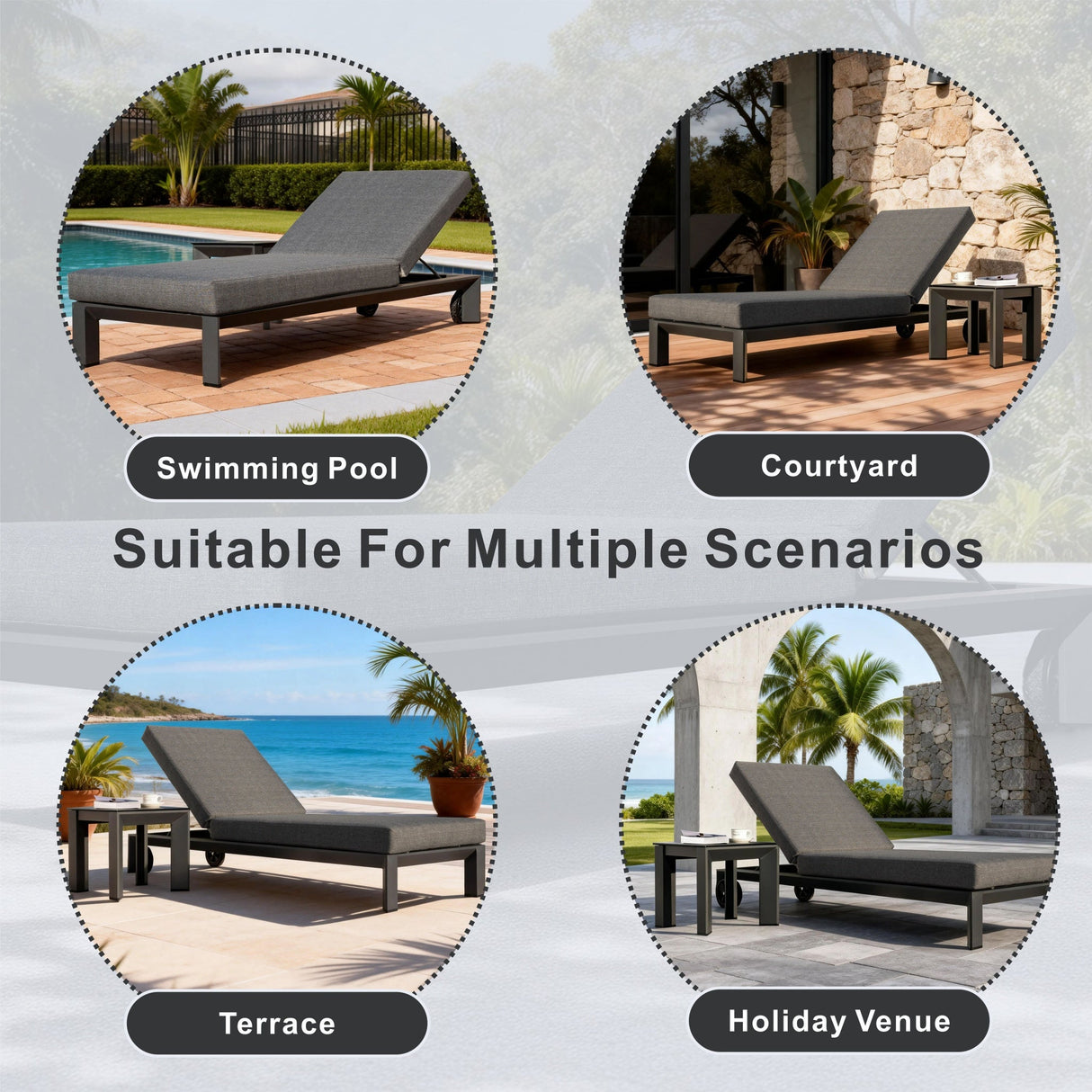 ARVE Aluminum Sun Lounger Set (Chaise + Side Table)