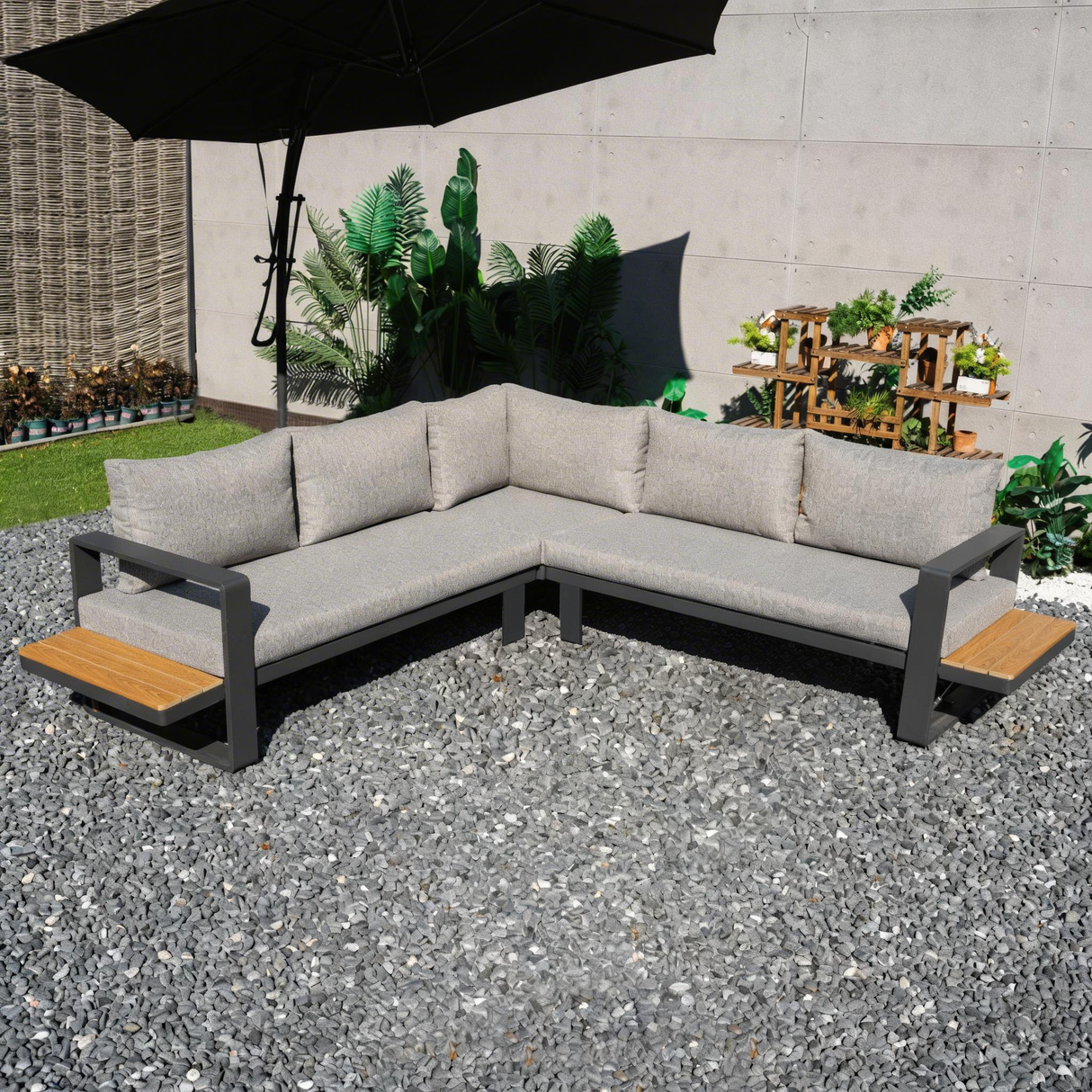 ARVIA Aluminum L-Shape Corner Sofa Set
