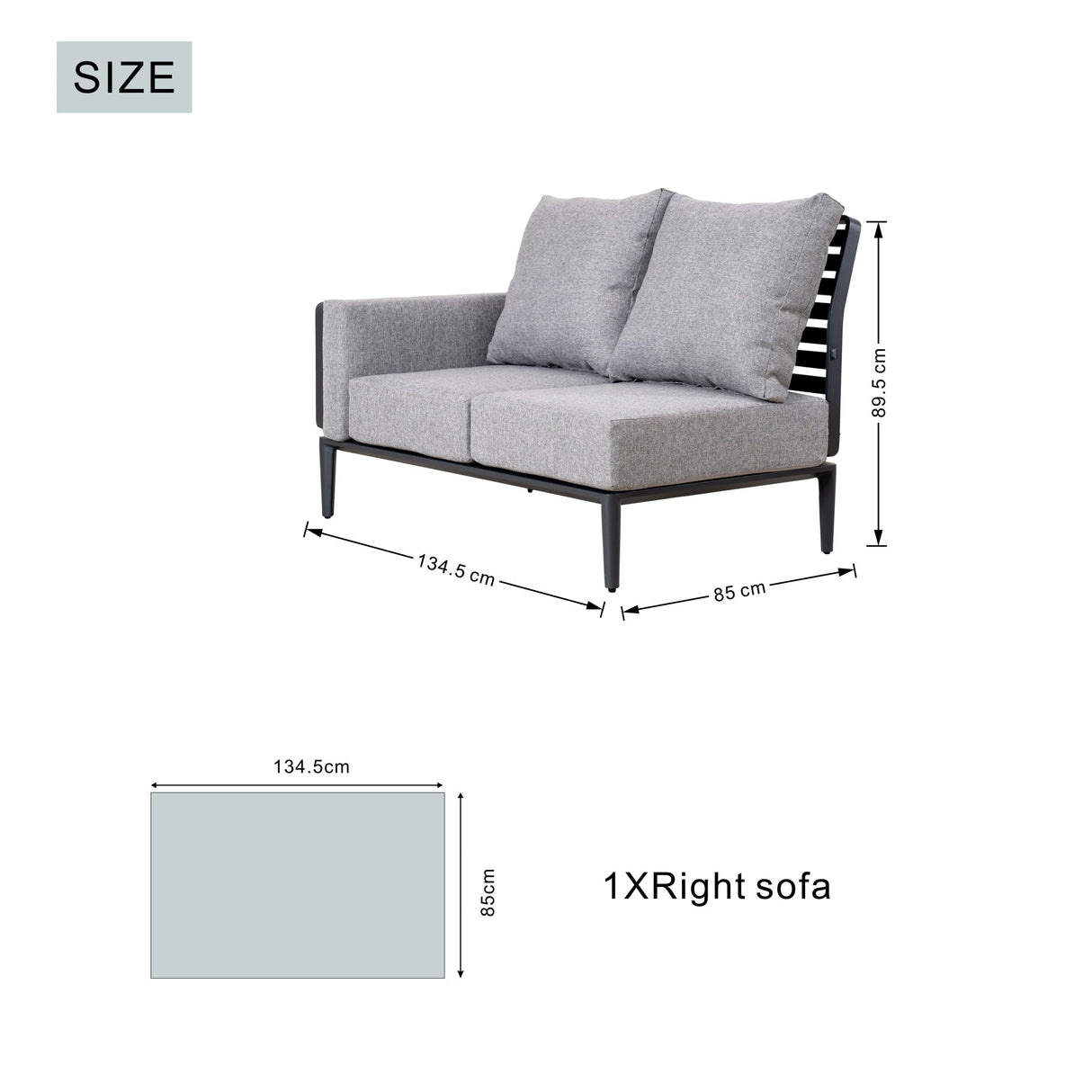 AUREL 9-Seater Aluminium Modular L-Shaped Outdoor Corner Sofa Set - 9 Pieces