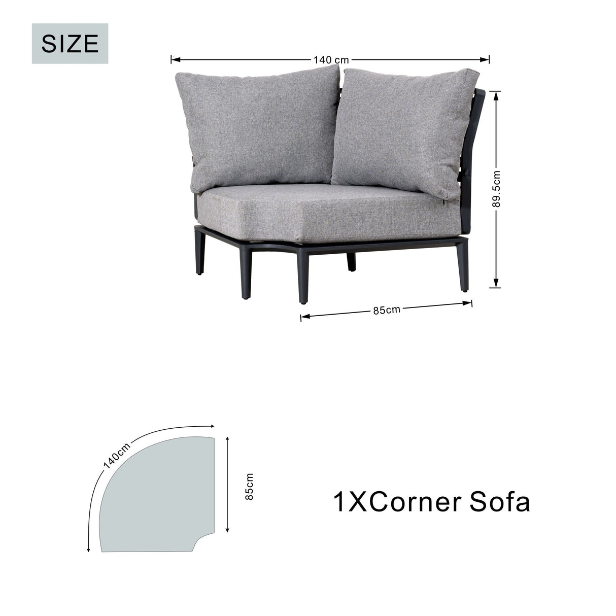 AUREL 9-Seater Aluminium Modular L-Shaped Outdoor Corner Sofa Set - 9 Pieces