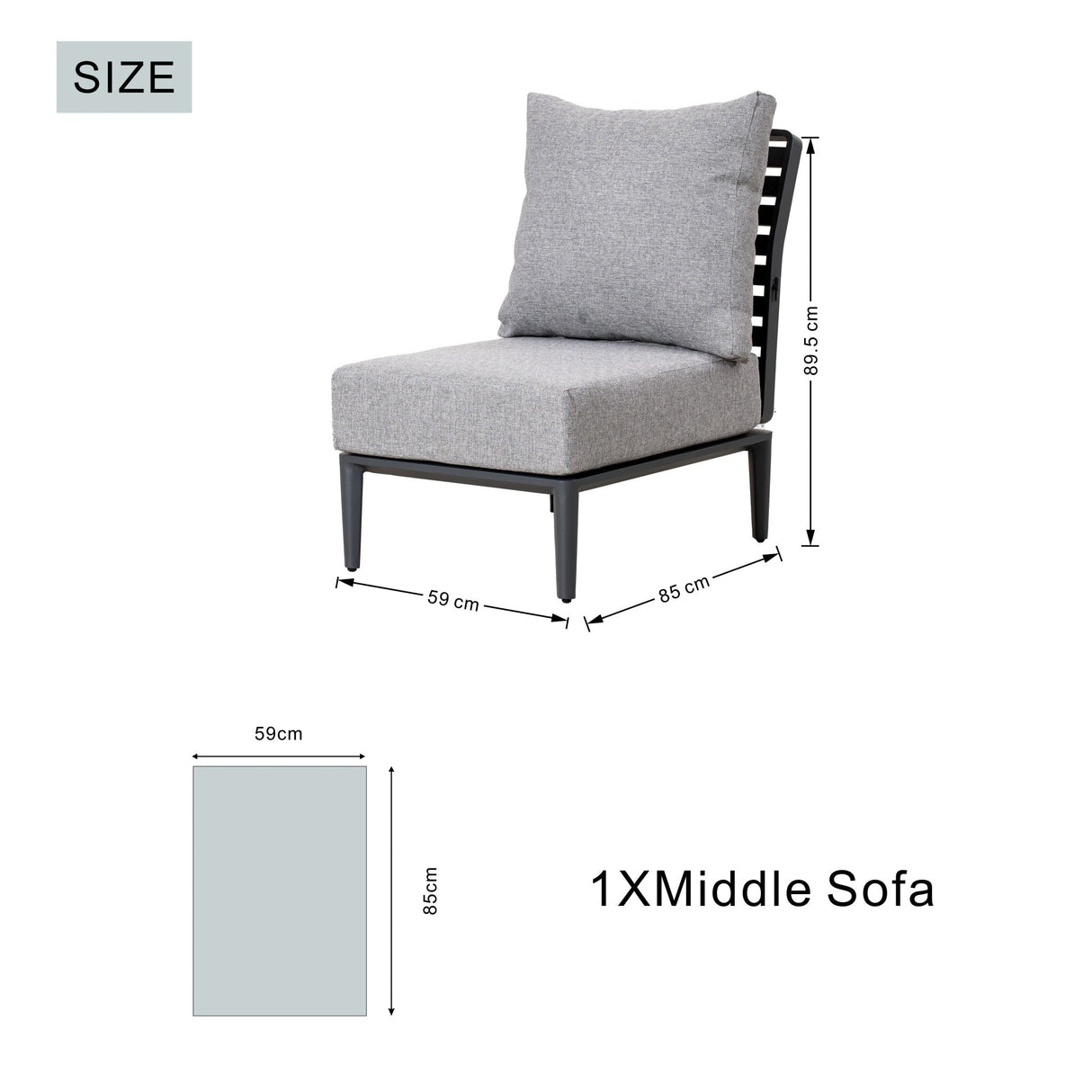 AUREL Aluminium Modular Middle Sofa