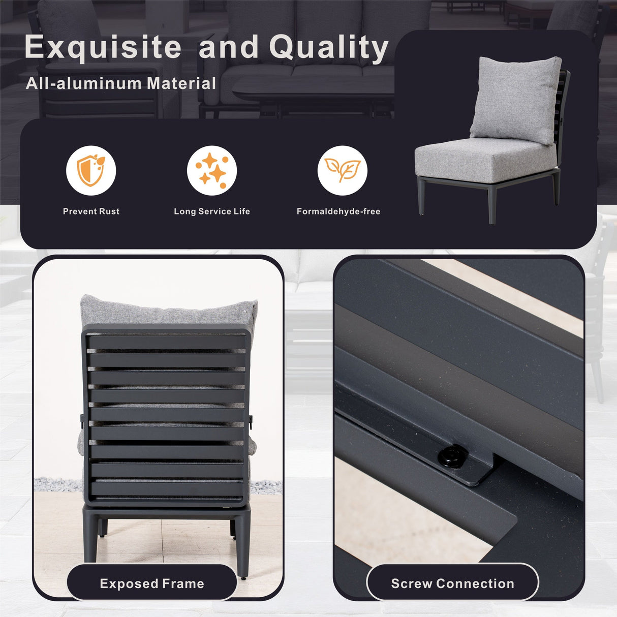 AUREL Aluminium Modular Middle Sofa