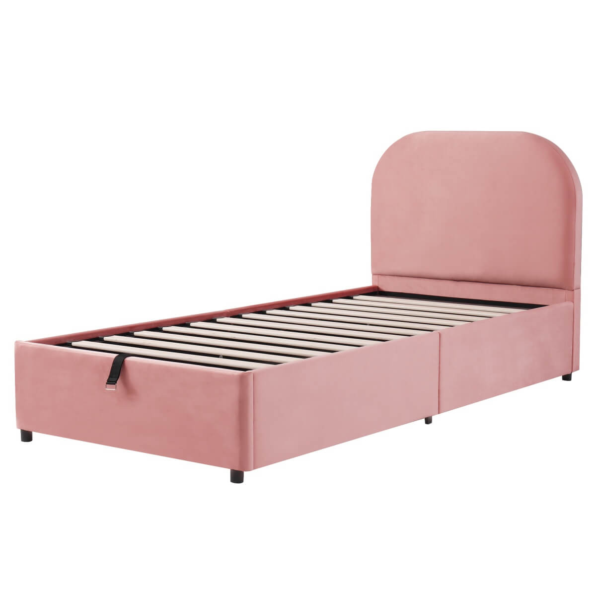3FT Single Upholstered Velvet Bed - Hydraulic Storage with Headboard
