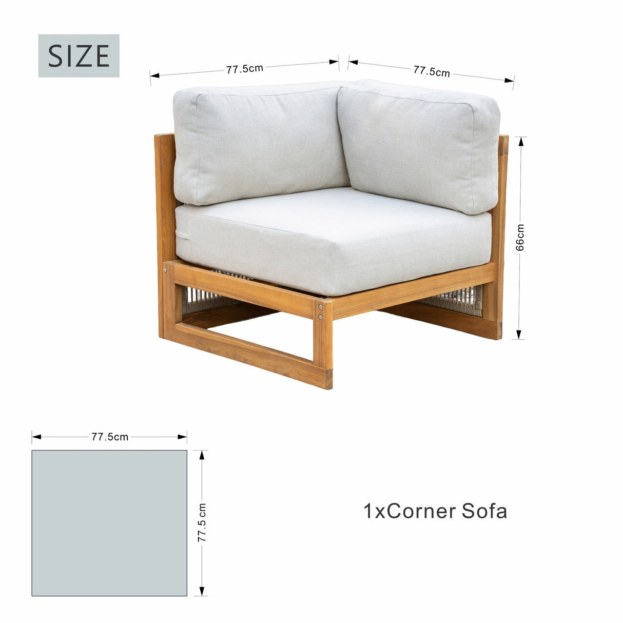 CAVEN Solid Wood Outdoor Corner Sofa