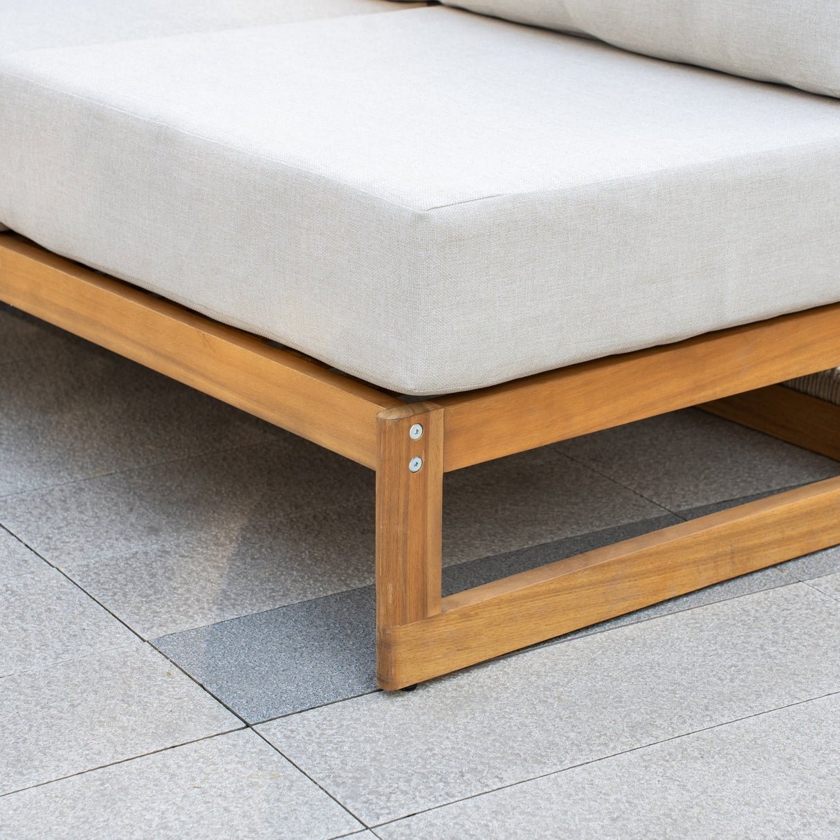 CAVEN Solid Wood Outdoor Right Arm Sofa with Adjustable Seat