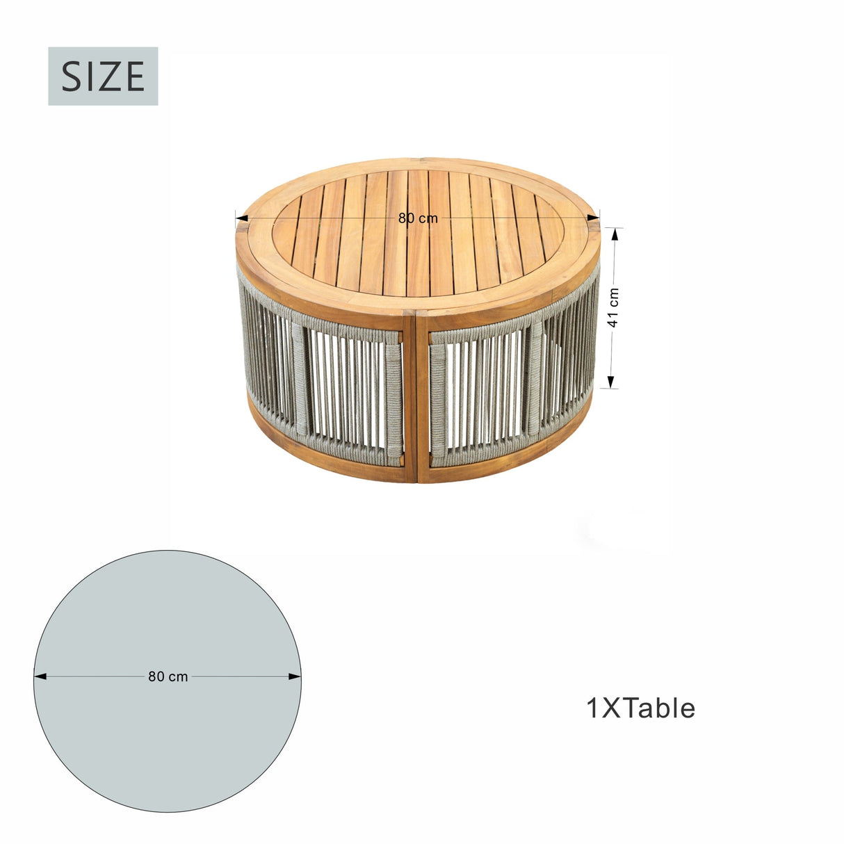 CAVEN Solid Wood Oval Outdoor Coffee Table