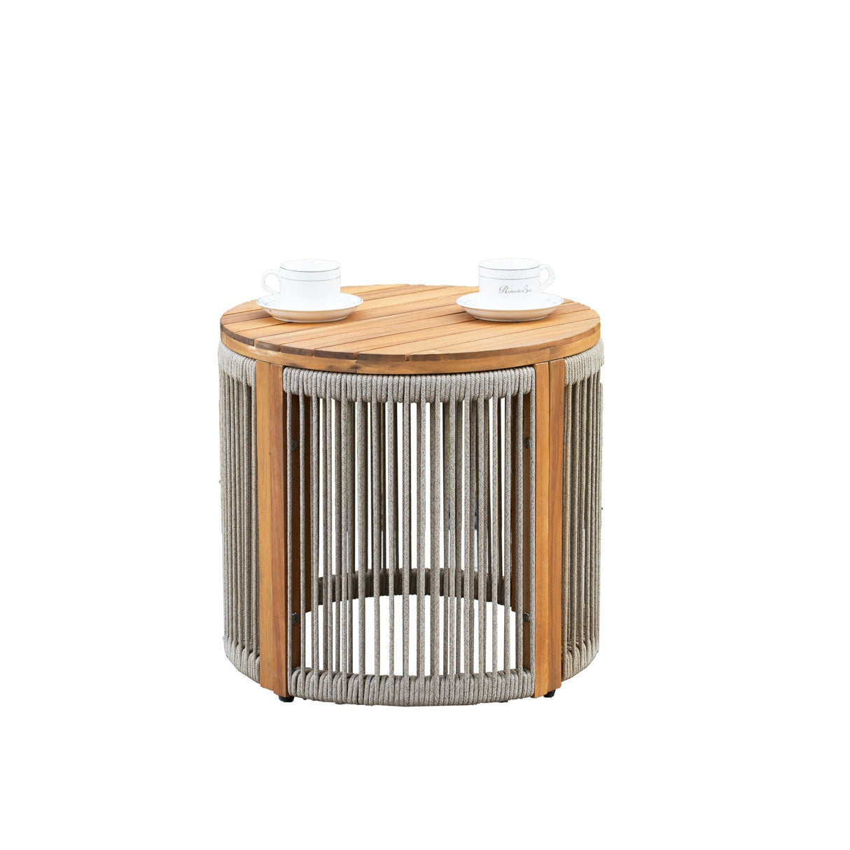 CAVEN Solid Wood Round Outdoor Side Table