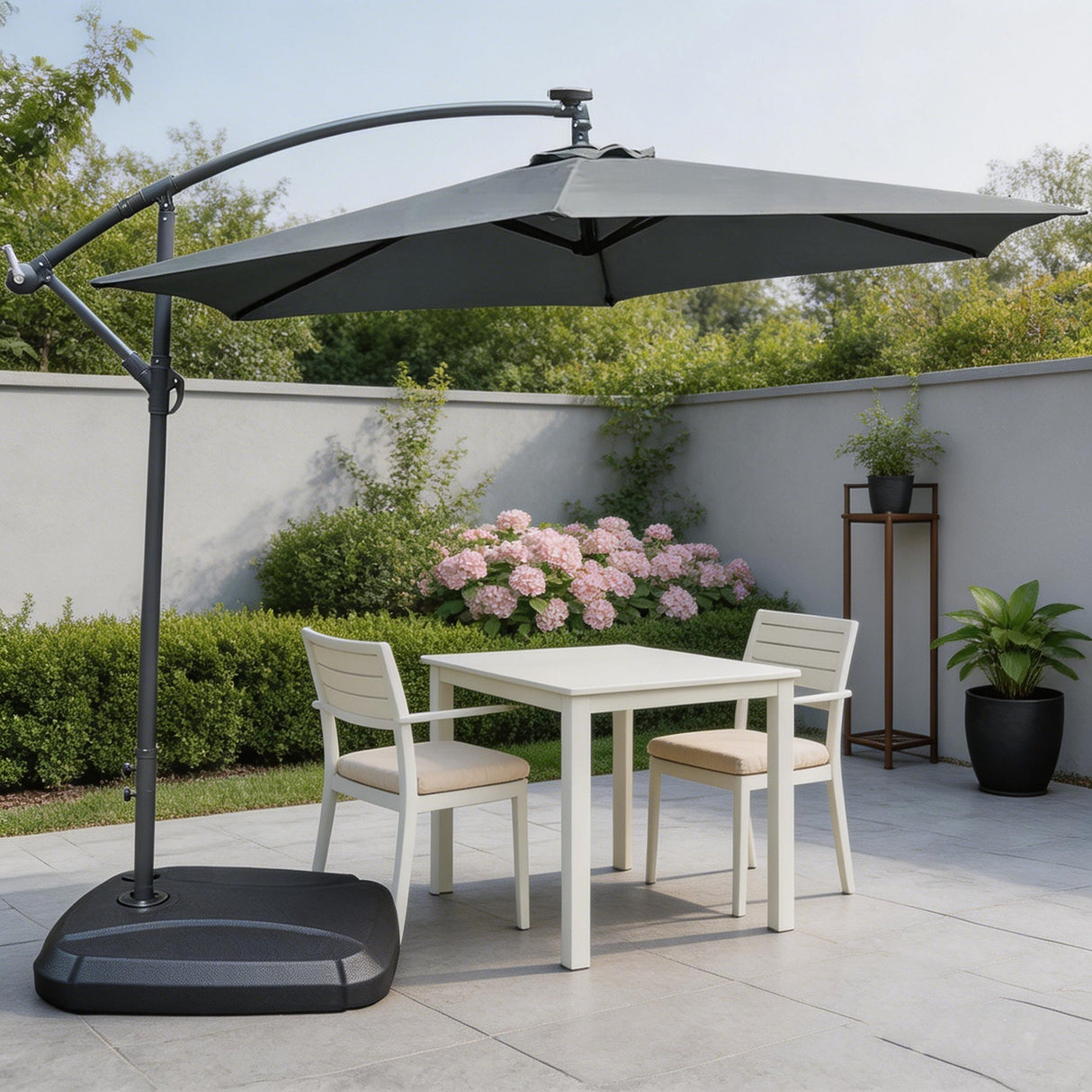 Cantilever Garden Parasol with Steel Frame -8 Rib, Vented Canopy & Weighted Base