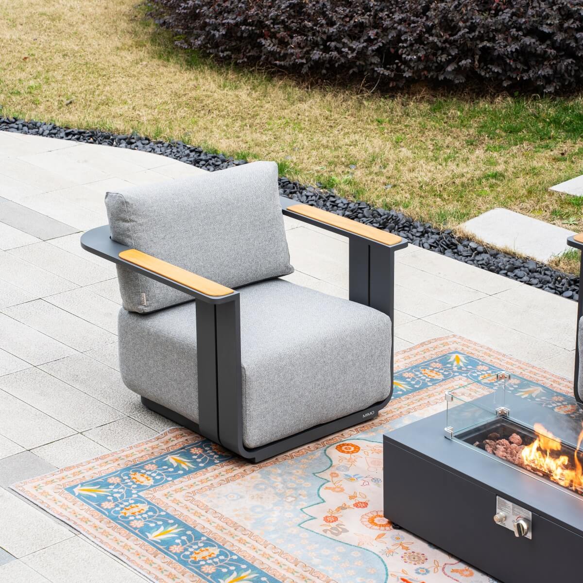 VAREL 4-Piece Sofa Set with ZENITH Fire Pit Table (2 Armchairs + 2-Seater)