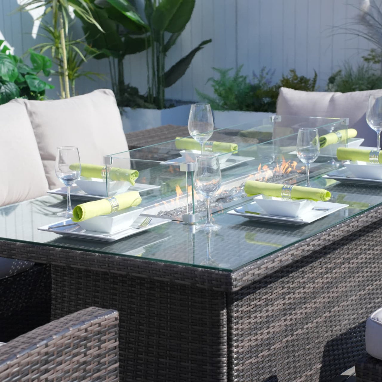 Santiago 6-Pieces Outdoor Conversation Set with Rectangular Firepit Table (PAS-1403B+1106R)