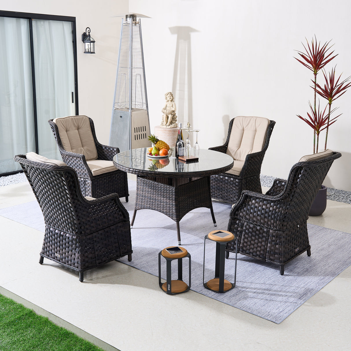 Ravenna 4-Seat Outdoor Dining Set - Round Dining Table (PAD-1709+010)