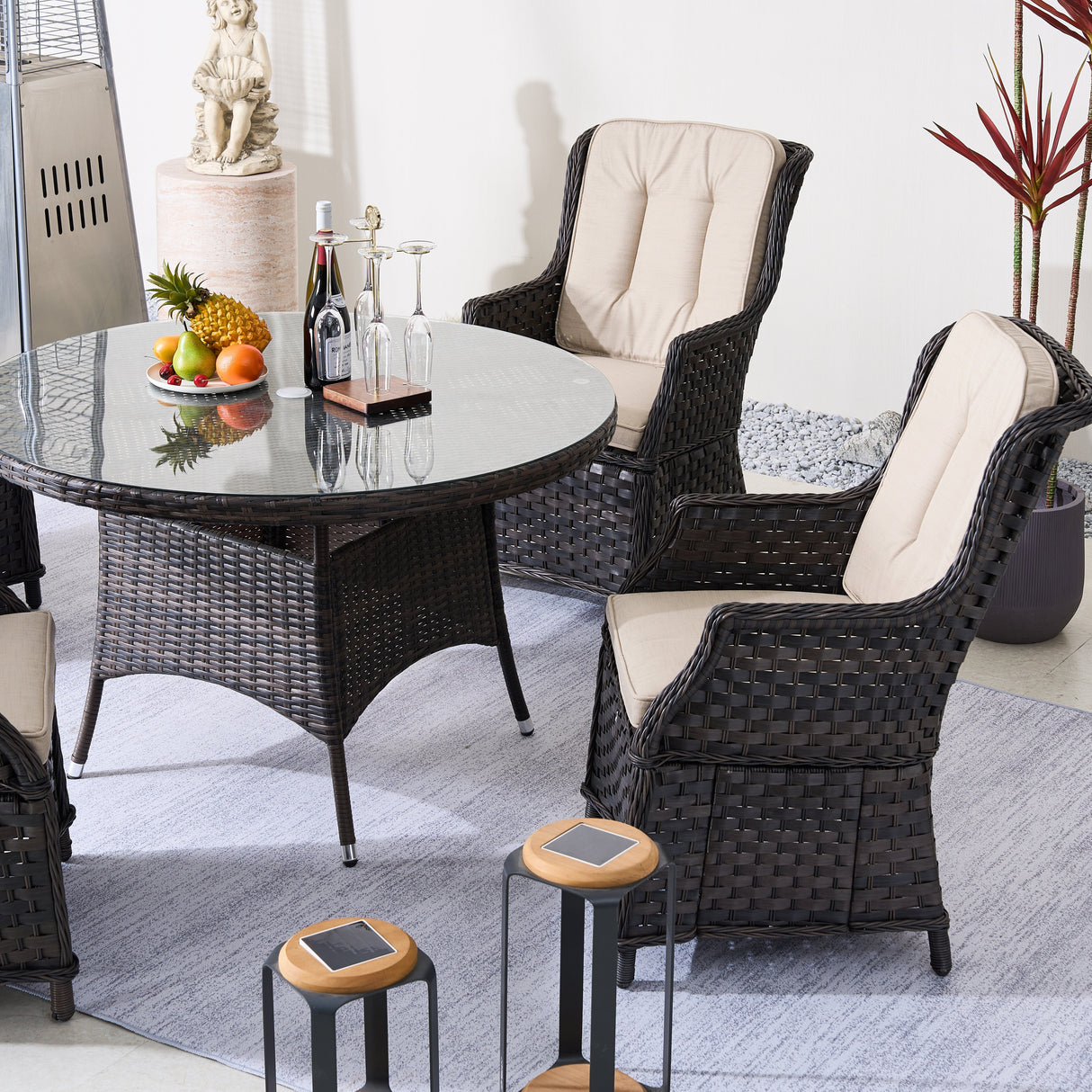 Ravenna 4-Seat Outdoor Dining Set - Round Dining Table (PAD-1709+010)