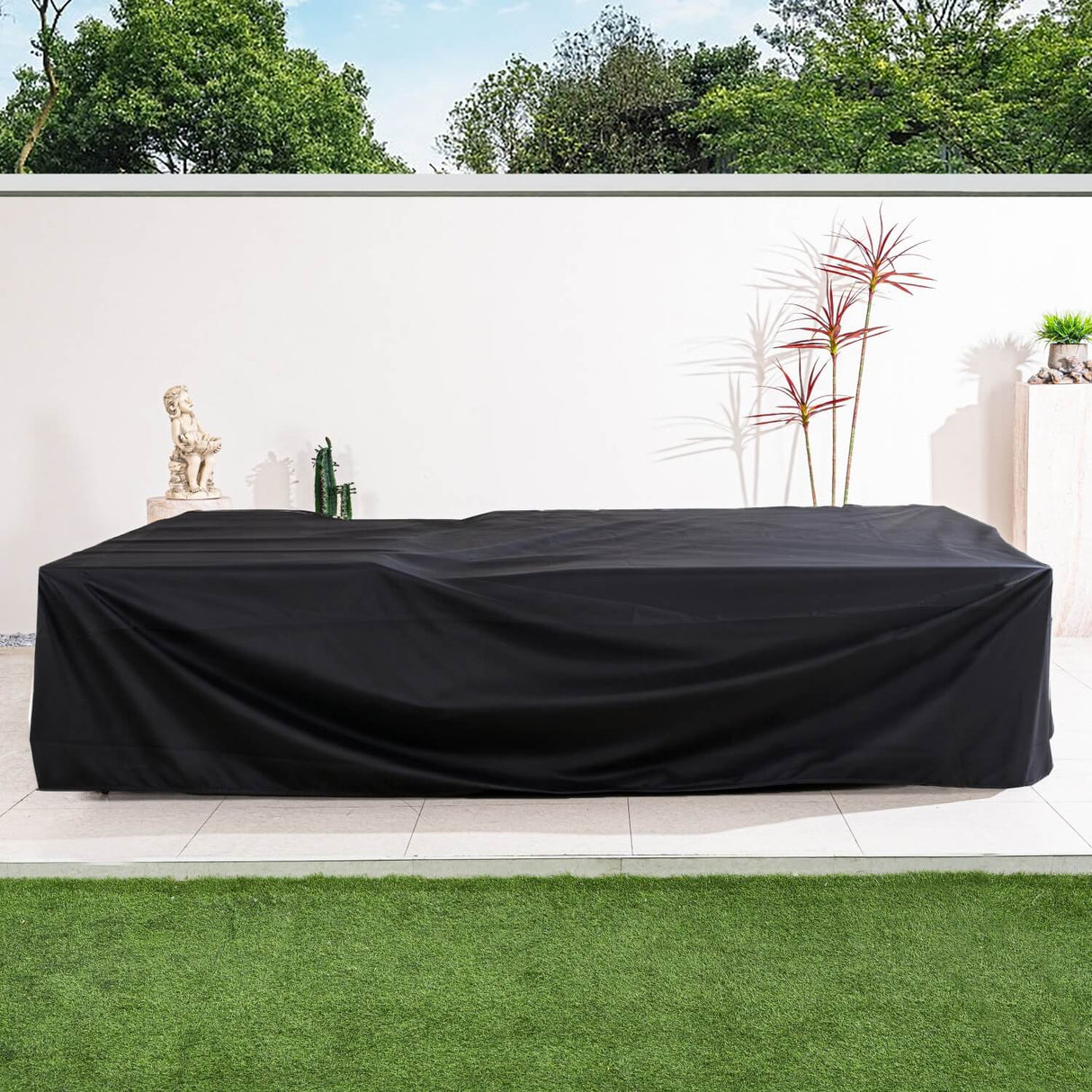 Black Rectangular Outdoor Furniture Cover – Waterproof Protective Cover for Garden Furniture Set