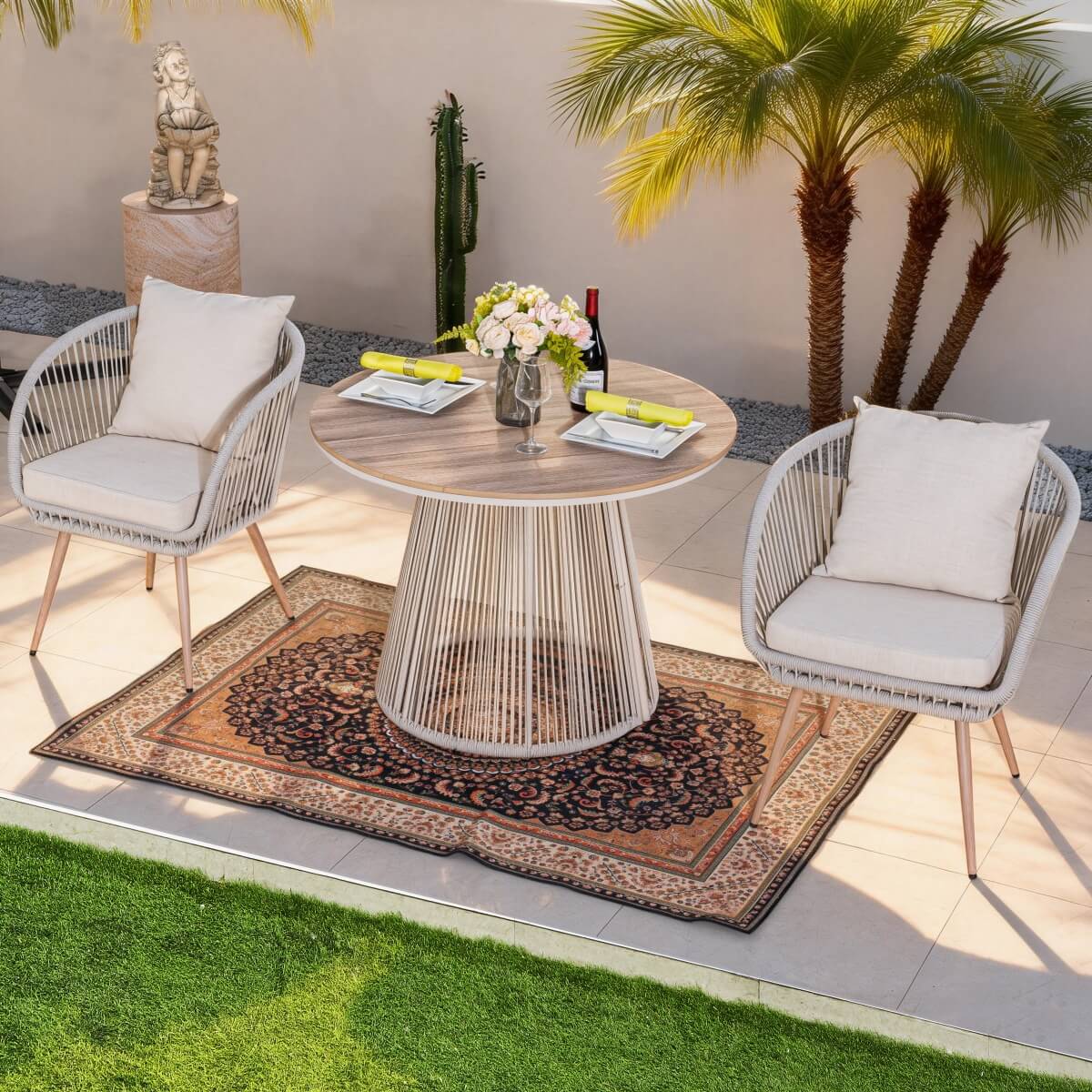 Outdoor Metal Bistro Set – Patio Table and Chair Set for Garden, Balcony, Café