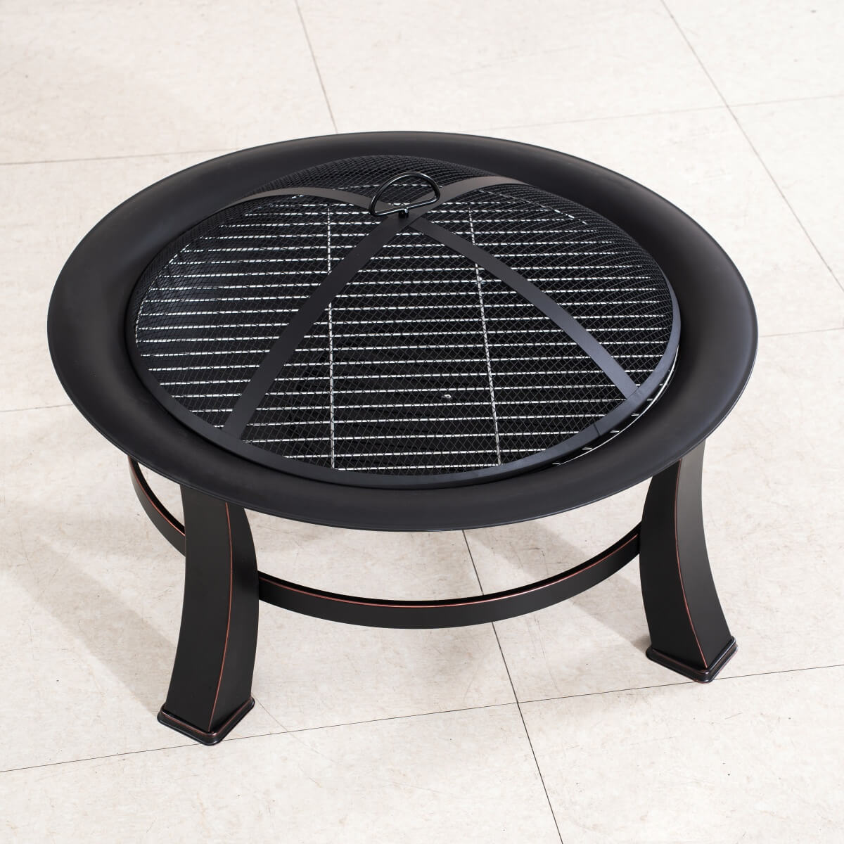 Black Portable Charcoal Fire Pit – Detachable Outdoor BBQ and Fire Bowl