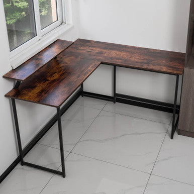 L-Shaped Black Computer Desk with Corner Workstation Table - DT-24612