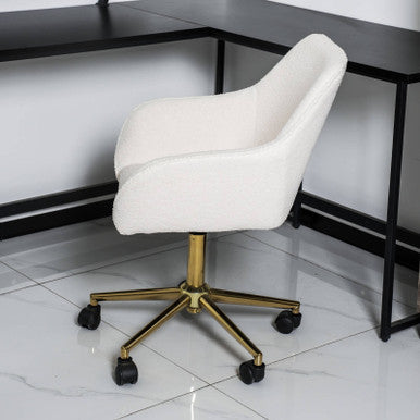 Adjustable Height Swivel Chair with New Teddy Fabric for Home and Office - PAC-2401RC