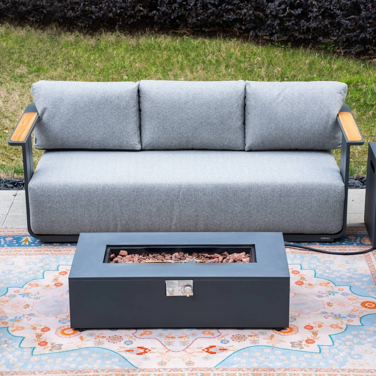 VAREL 4-Piece Sofa Set with ZENITH Fire Pit Table (2 Armchairs + 3-Seater)
