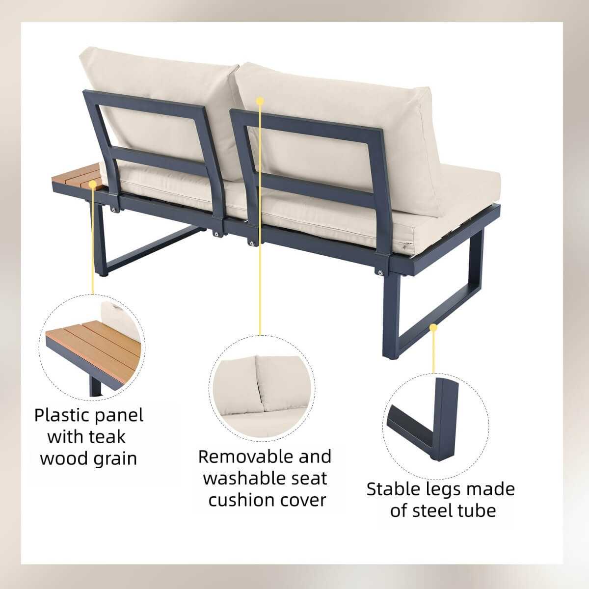 4–5 Seater Garden Lounge Set – 4-Piece Outdoor Patio Furniture with Adjustable Seating