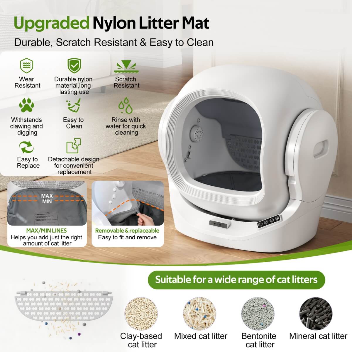 68L Smart Automatic Cat Litter Box with App Control - Self-Cleaning Litter Tray with 8L Waste Bin, Infrared Safety Sensor & Quiet Operation
