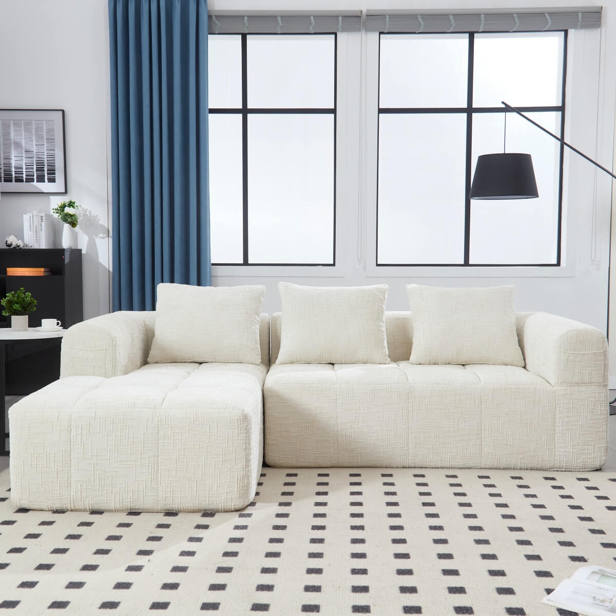 Oversized Cloud Sofa - Modular L Shape Sectional Sofa in Chenille Boucle