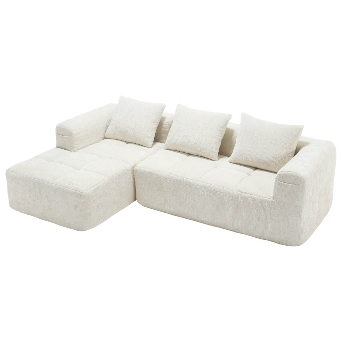 Oversized Cloud Sofa - Modular L Shape Sectional Sofa in Chenille Boucle