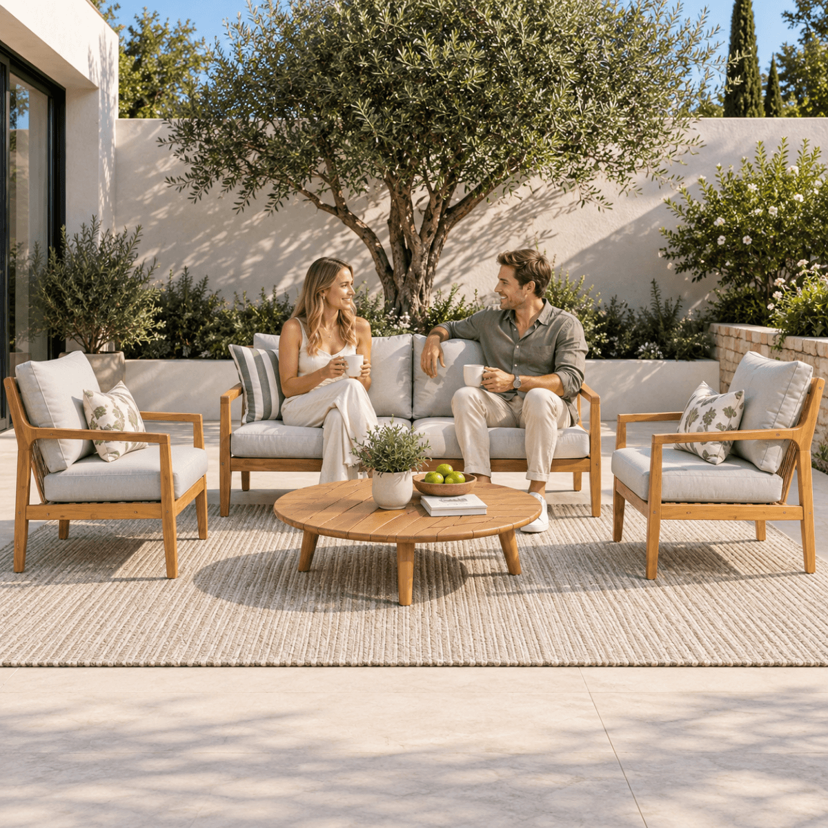 SOLARA 4-Piece Wood Outdoor Sofa Set - 4-Seater