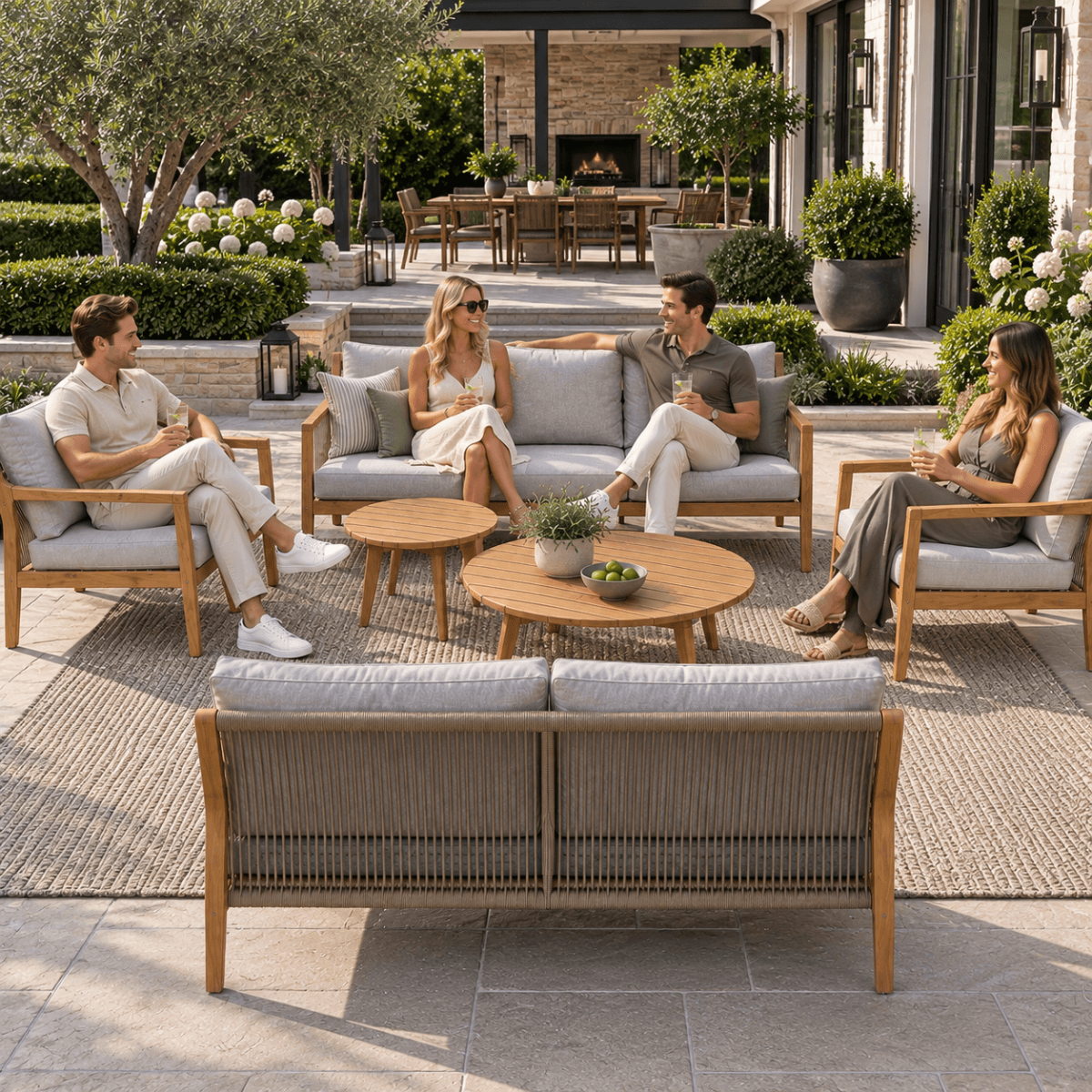 SOLARA 6-Piece Wood Outdoor Sofa Set - 7-Seater