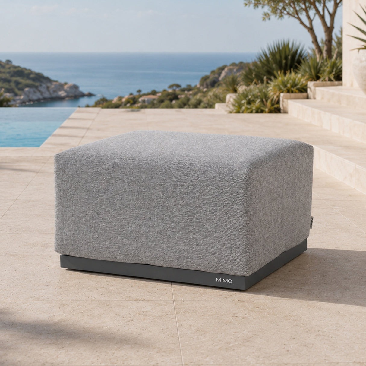 VAREL Aluminium Outdoor Ottoman with Removable Cushion