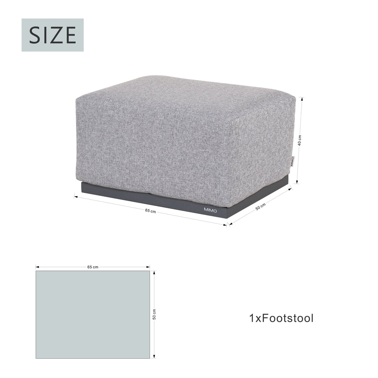 VAREL Aluminium Outdoor Ottoman with Removable Cushion