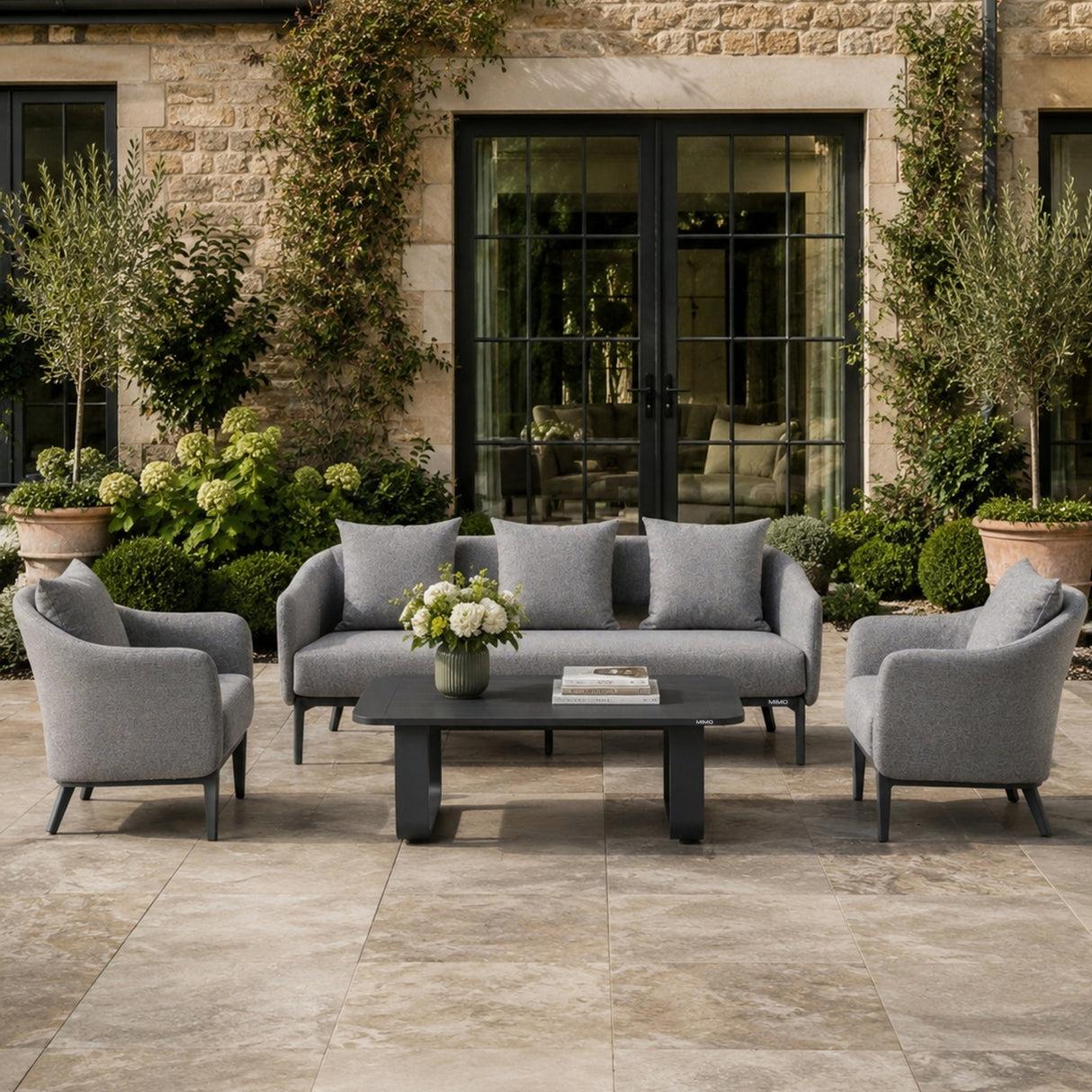 VELORA Aluminium Outdoor Sofa Set with TALARA Coffee Table
