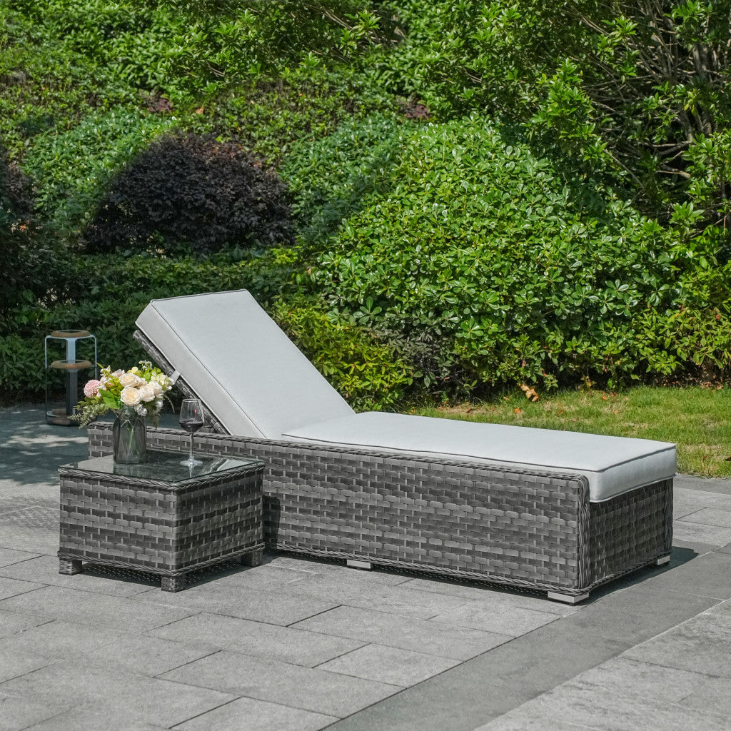 Outdoor Wicker Chaise Lounge (PAL-1128-GR)