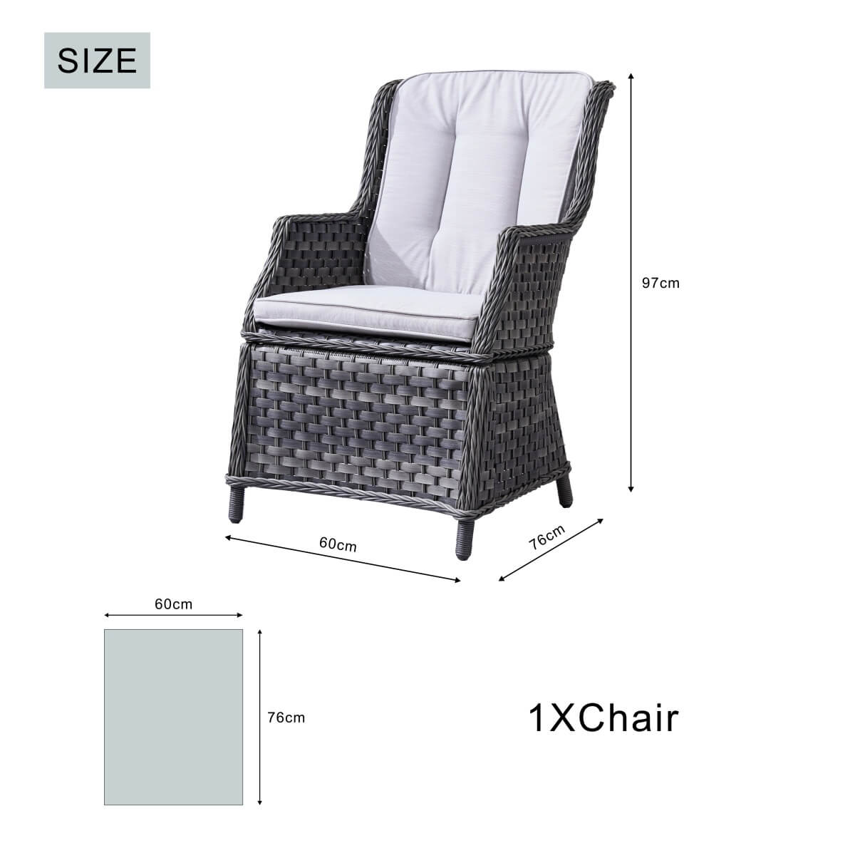 Ravenna Outdoor Wicker Armchairs with Cushions Set of 2 Weather-Resistant Patio Chairs (PAC-010)