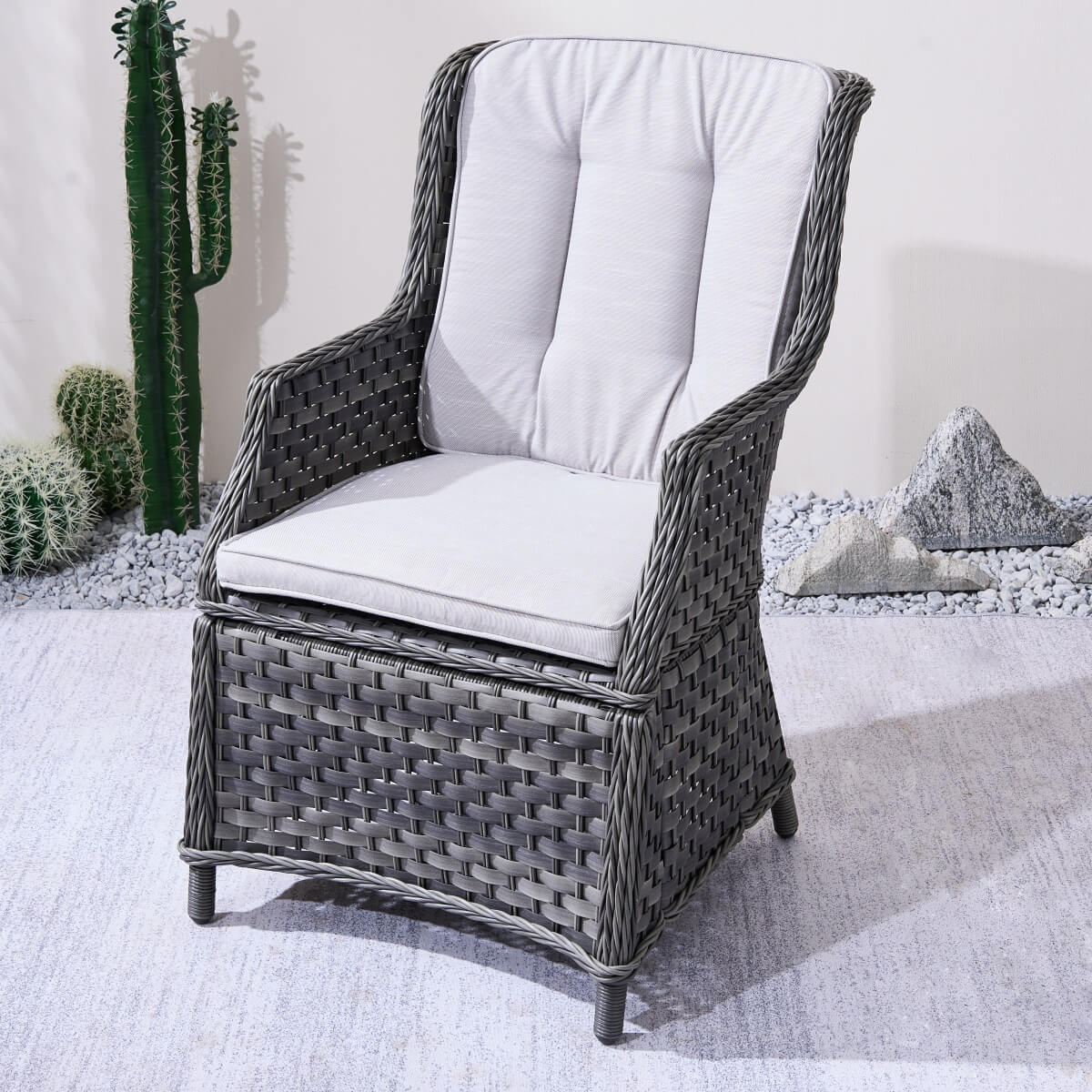 Ravenna Outdoor Wicker Armchairs with Cushions Set of 2 Weather-Resistant Patio Chairs (PAC-010)