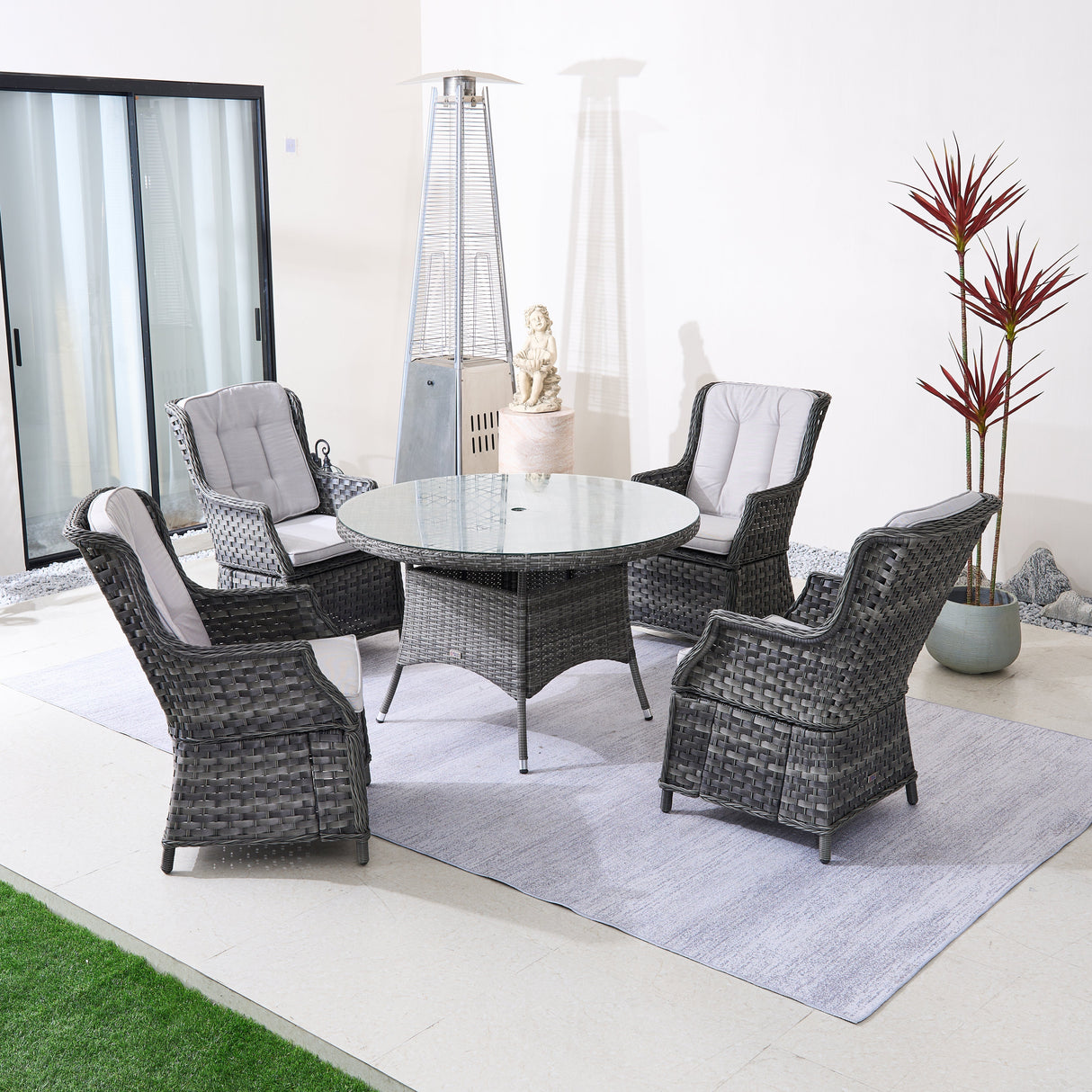 Ravenna 4-Seat Outdoor Dining Set - Round Dining Table (PAD-1709+010)